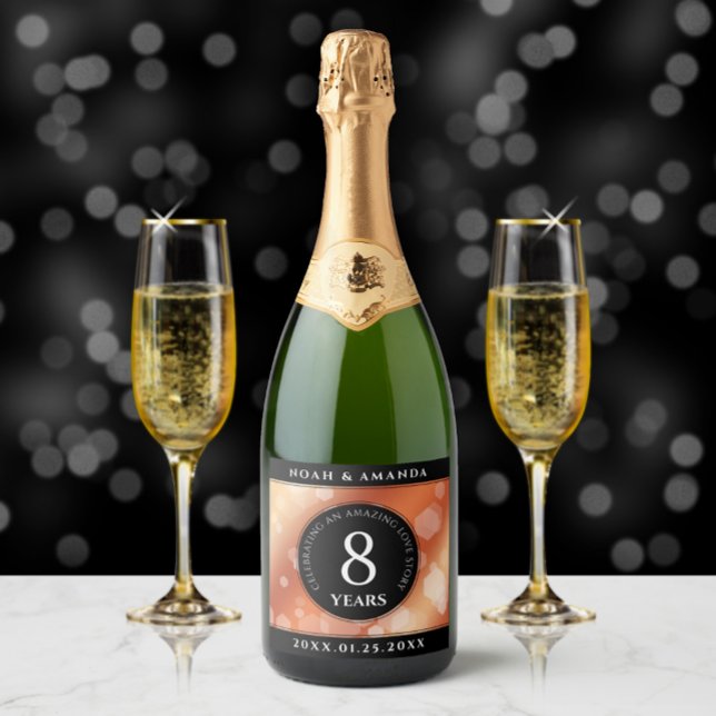 Elegant 8th Bronze Wedding Anniversary Sparkling Wine Label (Creator Uploaded)