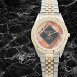 Elegant 8th Bronze Wedding Anniversary Watch<br><div class="desc">Celebrate the 8th bronze wedding anniversary and a love that stands the test of time with this stylish watch! Elegant black and white lettering with hexagonal confetti on a bronze foil background add a memorable touch for this special occasion and milestone. Personalise with the couple's names and dates of marriage....</div>