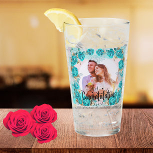 Elegant 8th Wedding Anniversary Photo Couple  Glass