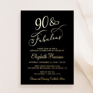 Elegant 90 And Fabulous Black 90th Birthday Party