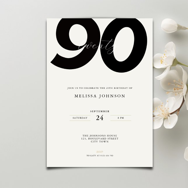Elegant 90th Birthday Invitation - Minimal Style (Creator Uploaded)