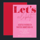 Elegant 90th birthday invitation Pink Glitter Glam<br><div class="desc">Elegant 90th birthday invitation Pink Glitter Glam Sparkle calligraphy typography feminine milestone classic elegant glam</div>