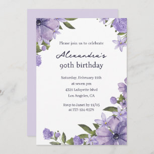 Elegant 90th birthday invitations Boho Floral