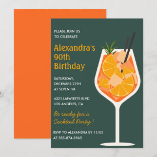 Elegant 90th birthday invitations Cocktail Modern