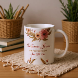 Elegant 90th Birthday Mug for Grandma – Boho Chic