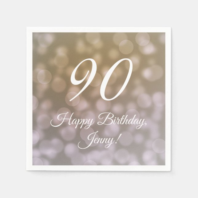 Elegant 90th Birthday Napkins For Her  (Front)