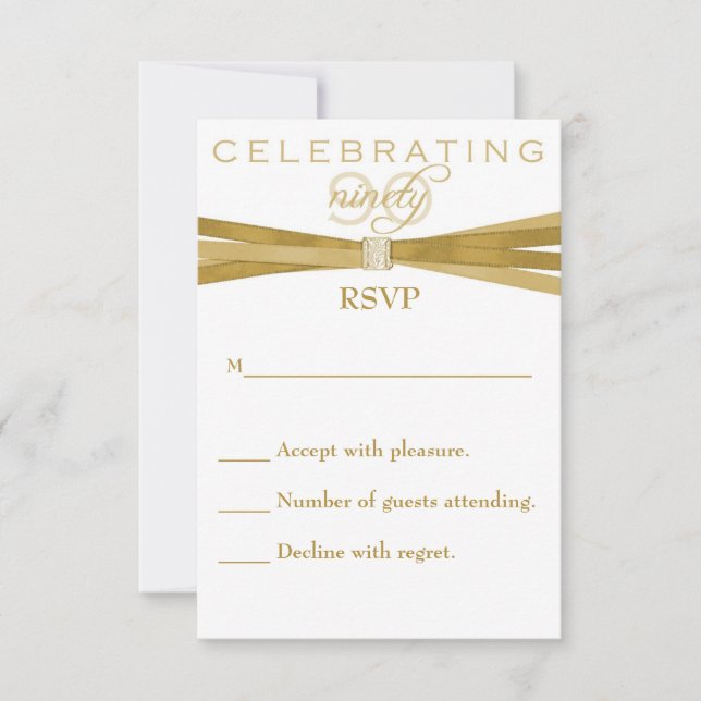 Elegant 90th Birthday Party Invitations RSVP Card (Front)