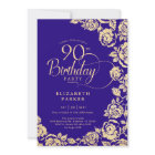 Elegant 90th Birthday Purple Gold Roses