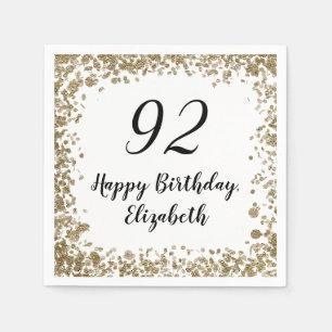 Elegant 92nd Birthday Napkins With Gold Sequins