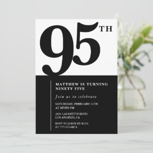 Elegant 95th birthday invitation Black Chic Modern