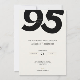 Elegant 95th Birthday Invitation - Minimal Style