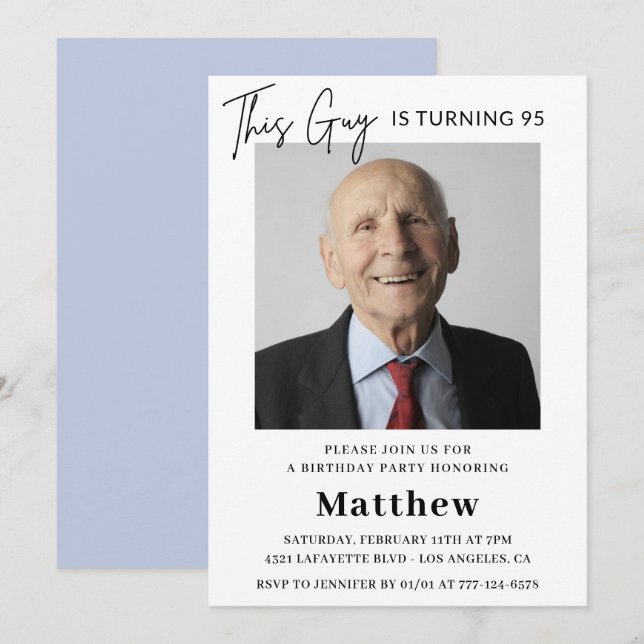 Elegant 95th birthday invitations Men Photo (Front/Back)