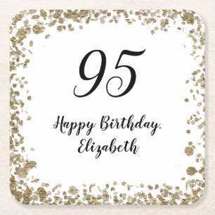 Elegant 95th Birthday Napkins With Gold Sequins Square Paper Coaster