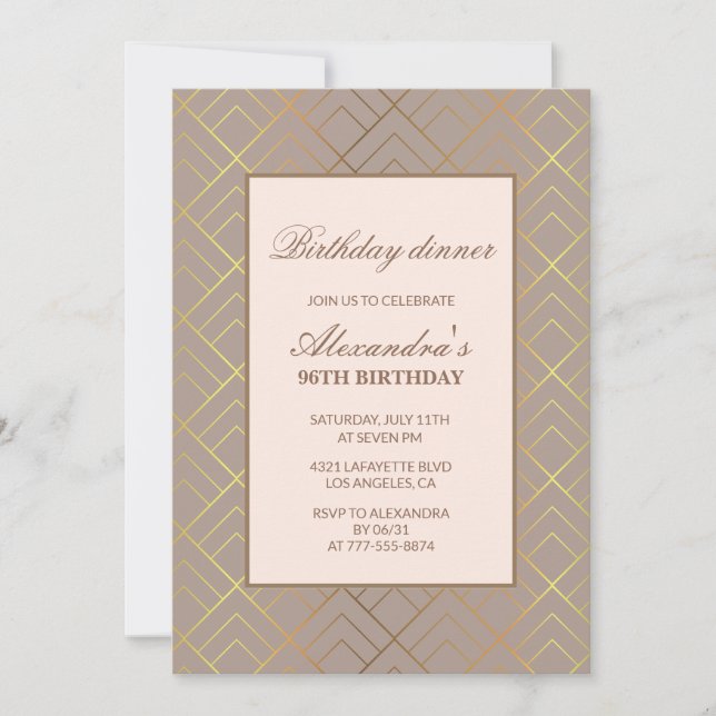 Elegant 96th birthday invitations Birthday dinner (Front)