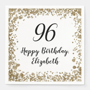 Elegant 96th Birthday Napkins With Gold Sequins