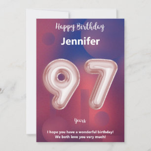 Elegant 97th Birthday Card - Personalised Happy