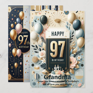 Elegant 97th Birthday Card - Personalised Happy