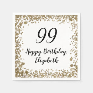 Elegant 99th Birthday Napkins With Gold Sequins