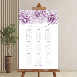 Elegant 9 Table Pink Floral Wedding Seating Chart