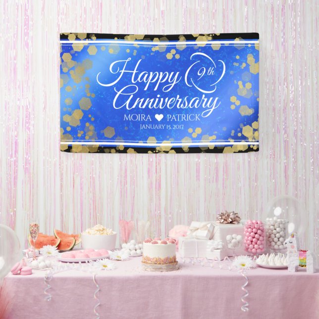 Elegant 9th Lapis Lazuli Wedding Anniversary Banner (Party)