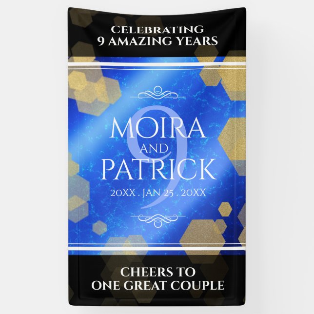 Elegant 9th Lapis Lazuli Wedding Anniversary Banner (Vertical)