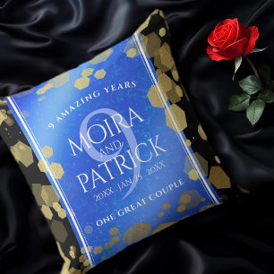 Elegant 9th Lapis Lazuli Wedding Anniversary Cushion