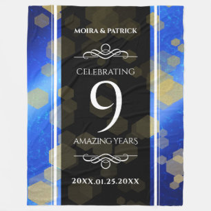Elegant 9th Lapis Lazuli Wedding Anniversary Fleece Blanket