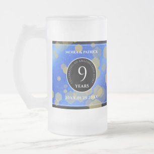 Elegant 9th Lapis Lazuli Wedding Anniversary Frosted Glass Beer Mug