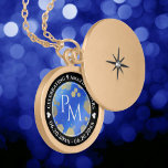 Elegant 9th Lapis Lazuli Wedding Anniversary Gold Plated Necklace<br><div class="desc">Celebrate the 9th wedding anniversary with this commemorative locket! Elegant white lettering with pyrite-dusted hexagonal confetti on a speckled, azure blue background add a memorable touch for this special occasion and milestone. Customise with couple's initials, a special message, and dates for their lapis lazuli anniversary. Design © W.H. Sim. See...</div>