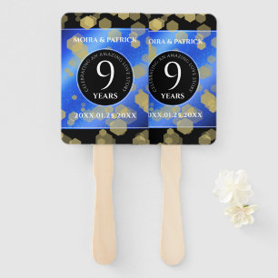 Elegant 9th Lapis Lazuli Wedding Anniversary Hand Fan