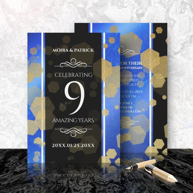 Elegant 9th Lapis Lazuli Wedding Anniversary Invitation (Creator Uploaded)
