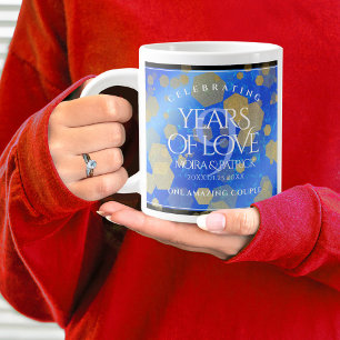 Elegant 9th Lapis Lazuli Wedding Anniversary Large Coffee Mug