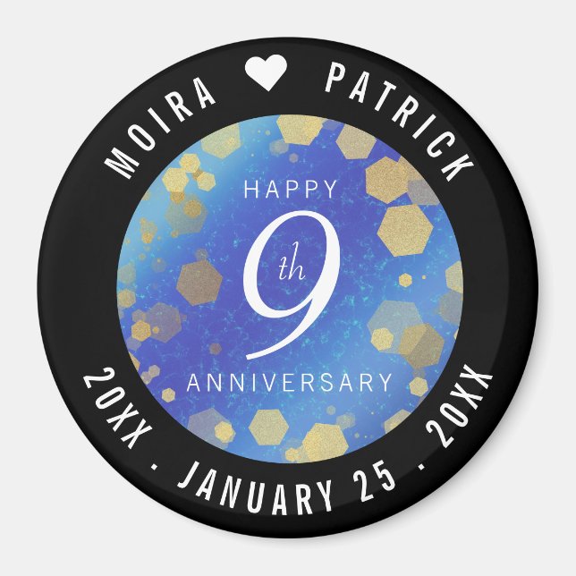 Elegant 9th Lapis Lazuli Wedding Anniversary Magnet (Front)
