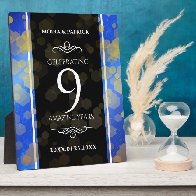 Elegant 9th Lapis Lazuli Wedding Anniversary Plaque (Side)