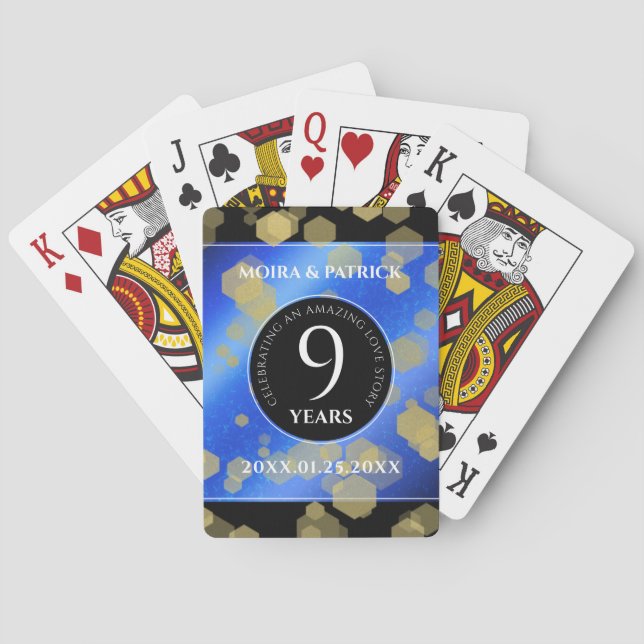 Elegant 9th Lapis Lazuli Wedding Anniversary Playing Cards (Back)