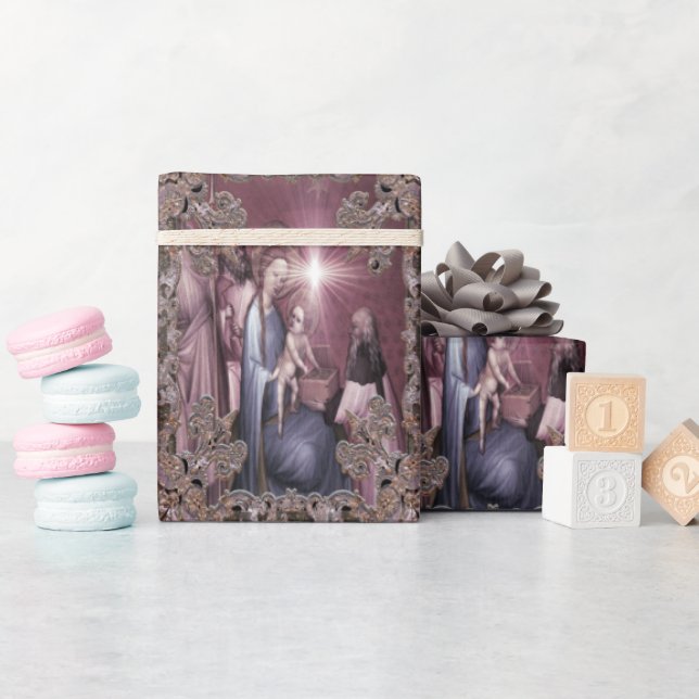 Elegant A King is Born Baby Jesus Christmas Wrapping Paper (Baby Shower)