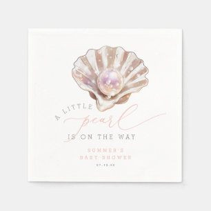 Elegant A Little Pearl Is On The Way Baby Shower Napkin