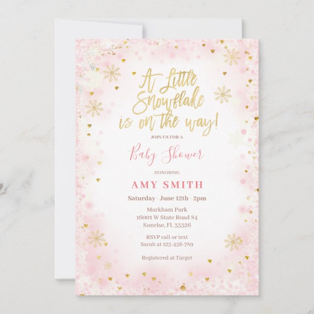 Elegant A little snowflake is on the way  Invitation (Front)