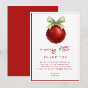 Elegant A Merry Little Christmas Baby Shower Thank You Card