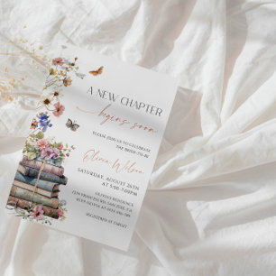 Elegant "A New Chapter Begins Soon" Bridal Shower Invitation