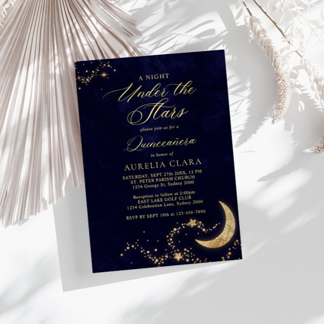 Elegant A Night Under the Stars Quinceañera Invitation (Creator Uploaded)