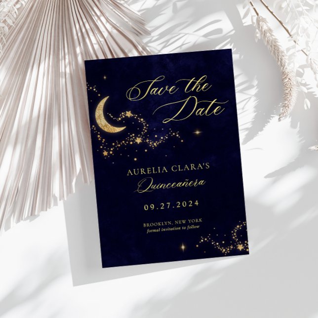 Elegant A Night Under the Stars Quinceañera Save The Date (Creator Uploaded)