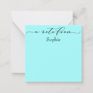 Elegant "A Note From" in Simple Aqua Card