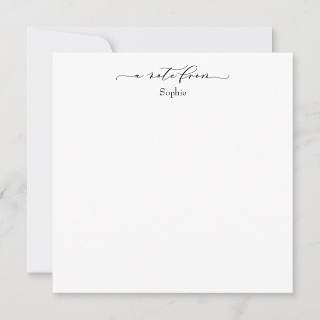 Elegant "A Note From" in Simple Black & White Card (Front)