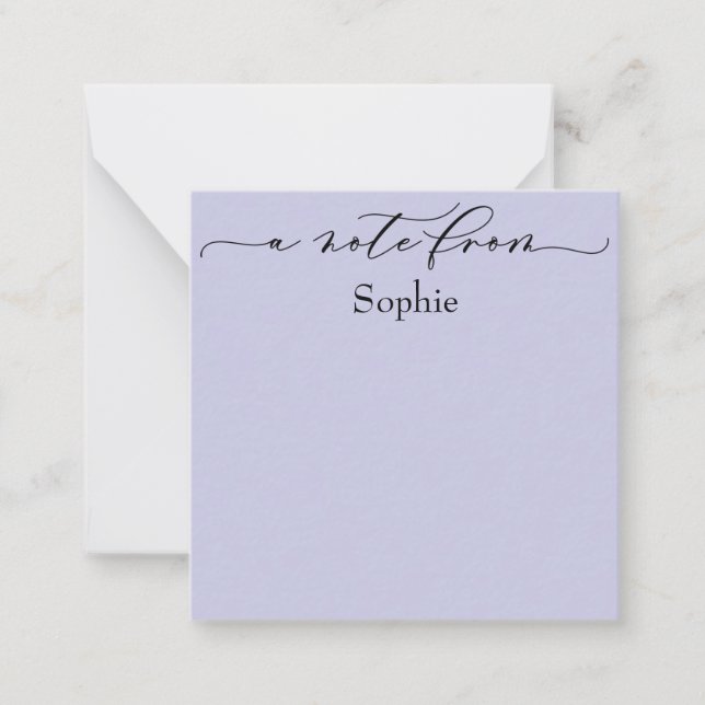 Elegant "A Note From" in Simple Lavender Card (Front)