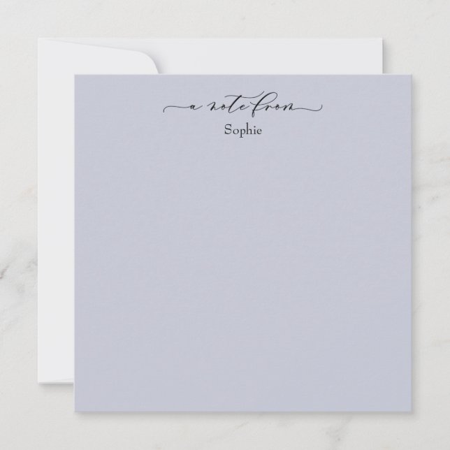Elegant "A Note From" Simple Card Dusty Blue (Front)