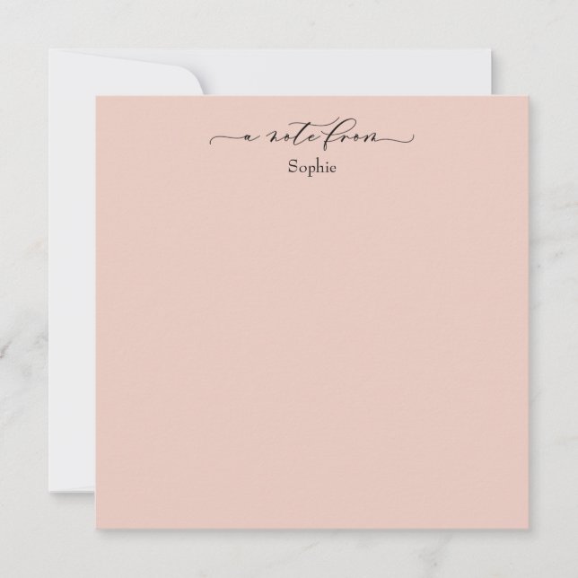 Elegant "A Note From" Simple Card in Blush Pink (Front)