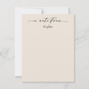 Elegant "A Note From" Simple Card in Cream
