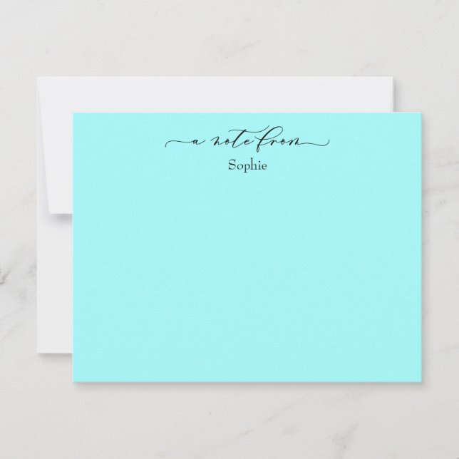 Elegant "A Note From", Simple in Aqua Card (Front)