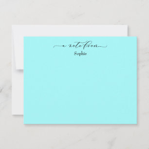 Elegant "A Note From", Simple in Aqua Card